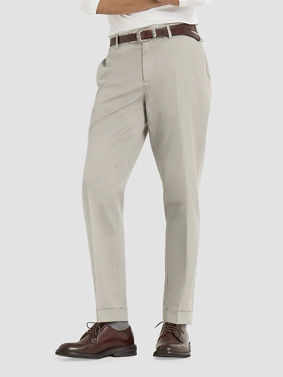 Brunello Cucinelli Men's Garment Dyed Italian Fit Trousers | Thumbnail 3