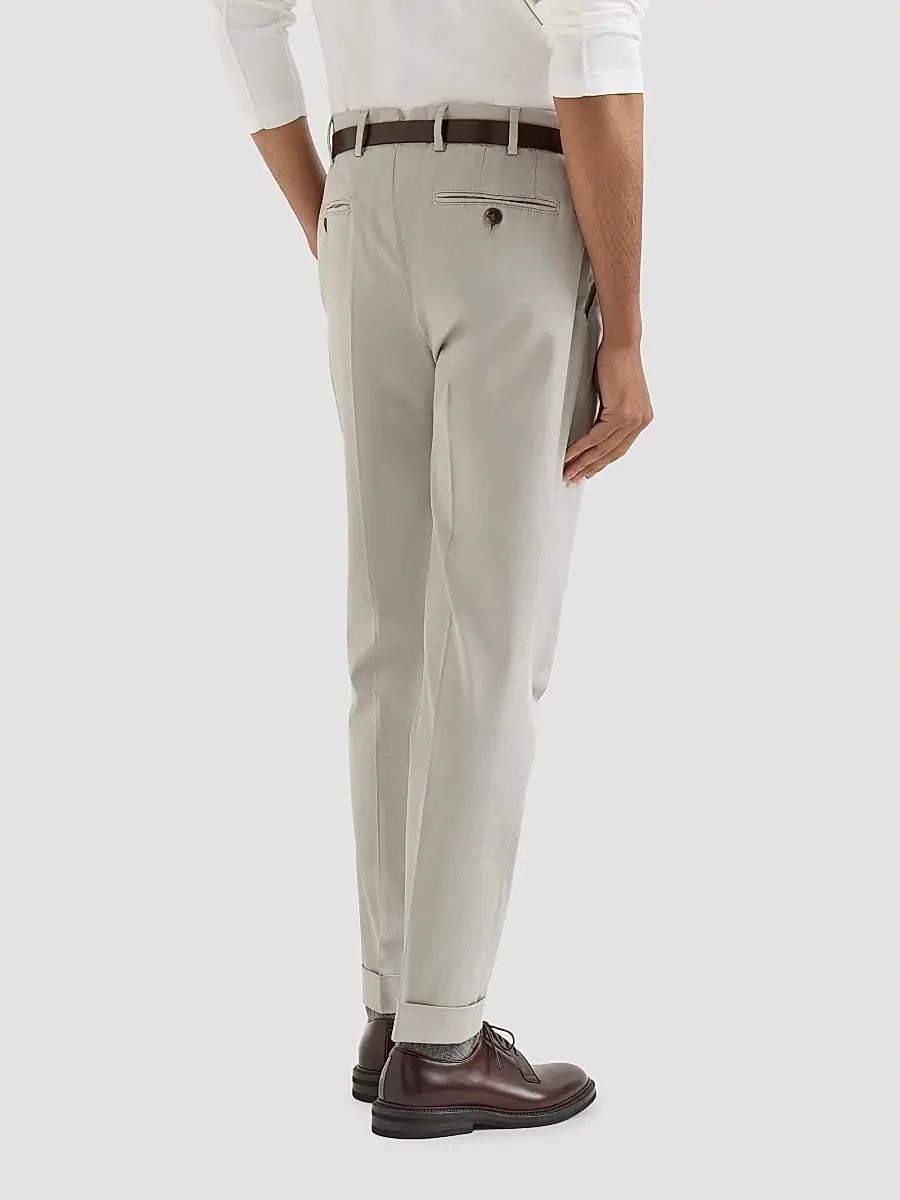 Brunello Cucinelli Men's Garment Dyed Italian Fit Trousers | Thumbnail 4
