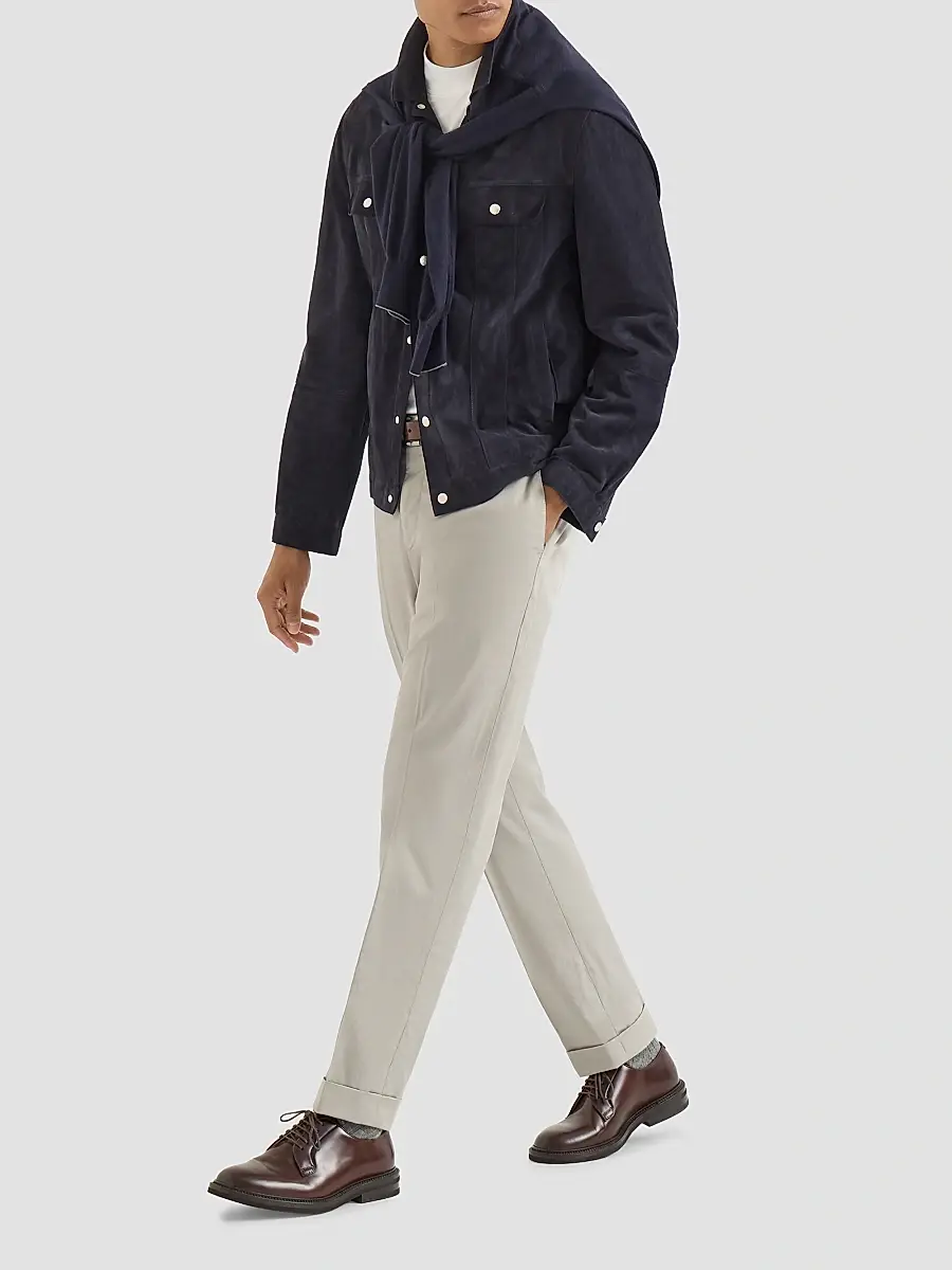 Brunello Cucinelli Men's Garment Dyed Italian Fit Trousers | Thumbnail 6