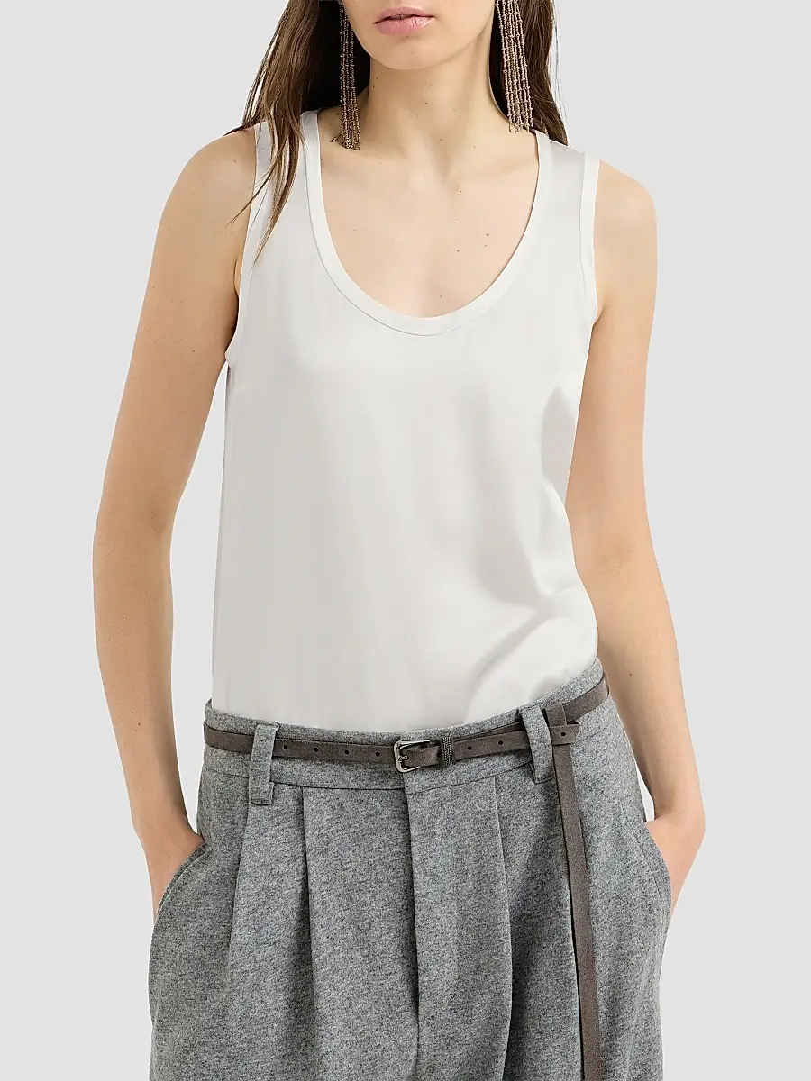 Brunello Cucinelli Women's Stretch Silk Satin Top | Thumbnail 2 Brunello Cucinelli Women's Stretch Silk Satin Top | Thumbnail 2