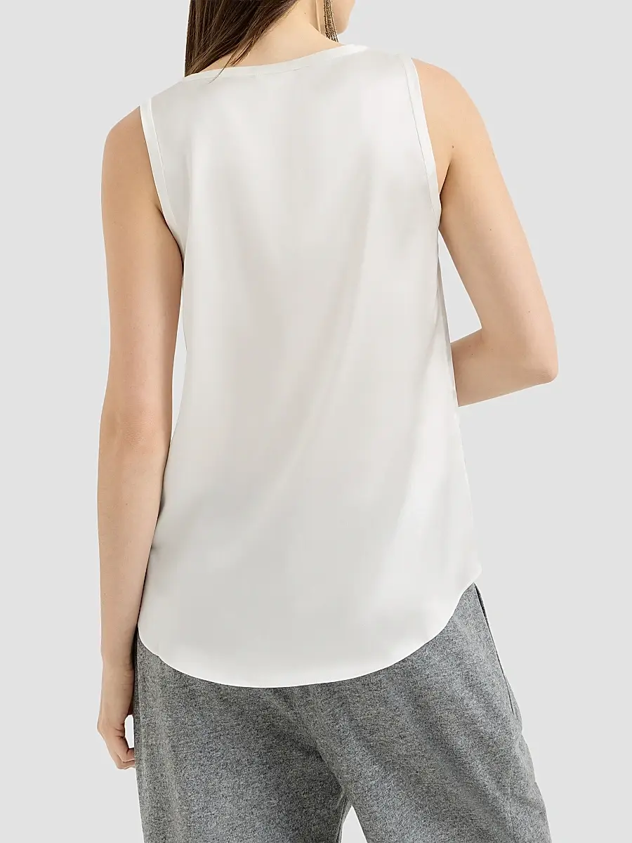 Brunello Cucinelli Women's Stretch Silk Satin Top | Thumbnail 3 Brunello Cucinelli Women's Stretch Silk Satin Top | Thumbnail 3
