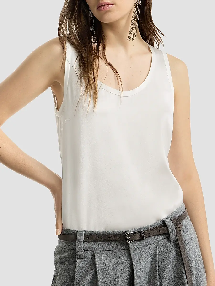 Brunello Cucinelli Women's Stretch Silk Satin Top | Thumbnail 4 Brunello Cucinelli Women's Stretch Silk Satin Top | Thumbnail 4
