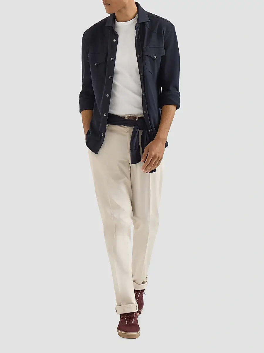 Brunello Cucinelli Men's Garment Dyed Italian Fit Trousers | Thumbnail 6 Brunello Cucinelli Men's Garment Dyed Italian Fit Trousers | Thumbnail 6
