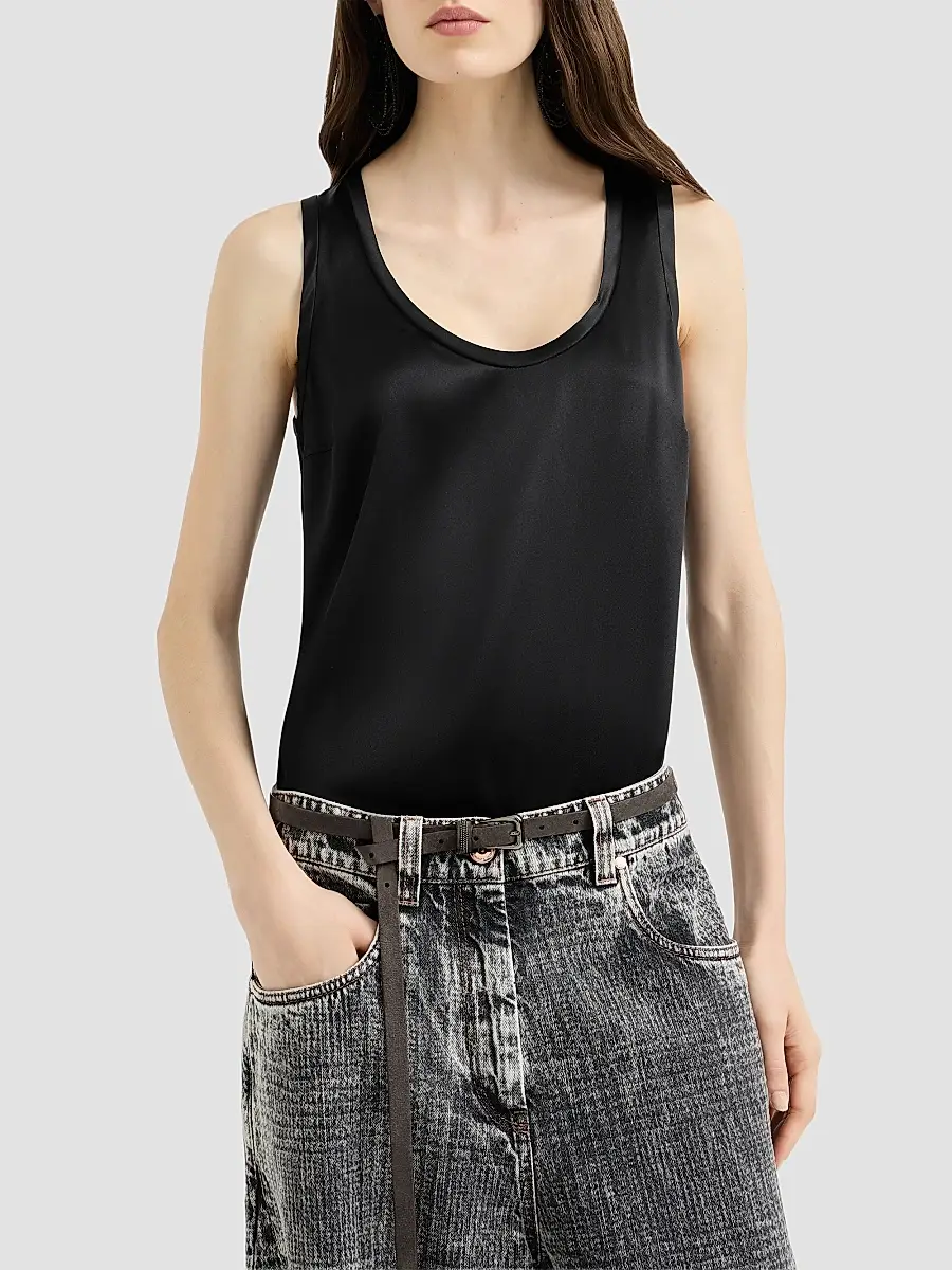 Brunello Cucinelli Women's Stretch Silk Satin Top | Thumbnail 2 Brunello Cucinelli Women's Stretch Silk Satin Top | Thumbnail 2
