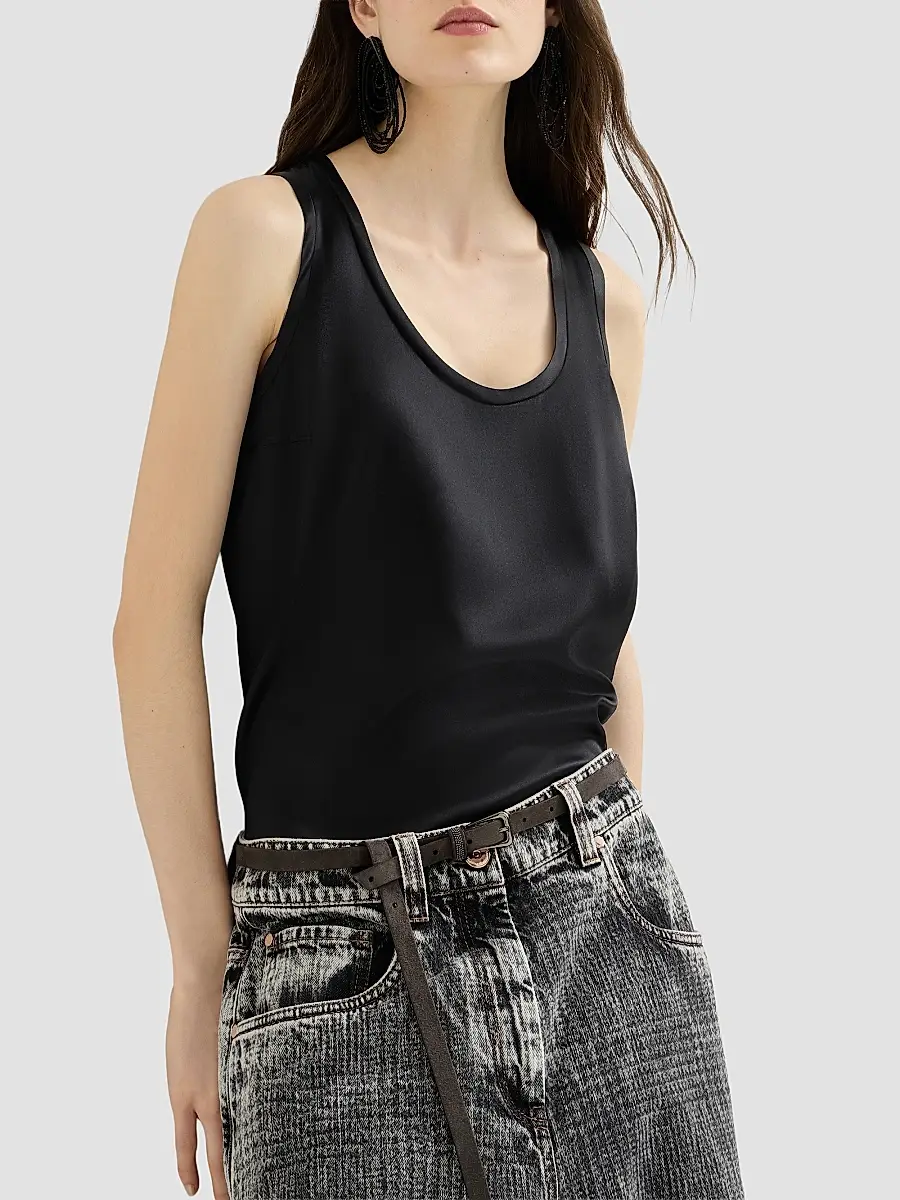 Brunello Cucinelli Women's Stretch Silk Satin Top | Thumbnail 4 Brunello Cucinelli Women's Stretch Silk Satin Top | Thumbnail 4