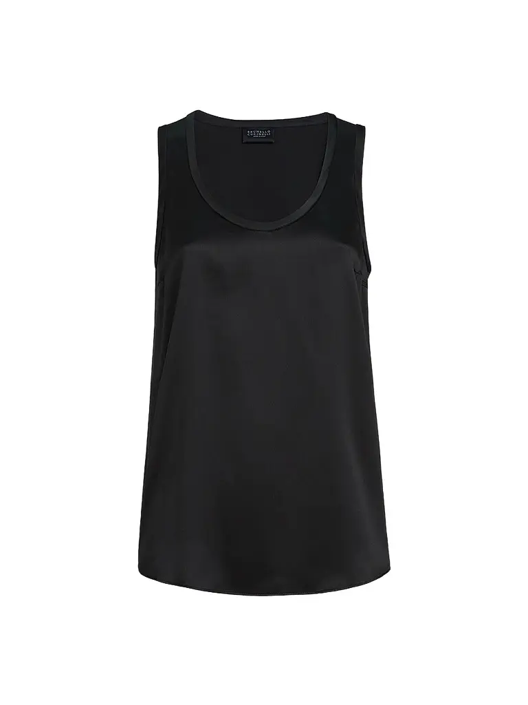 Brunello Cucinelli Women's Stretch Silk Satin Top - Black | Image 1 Brunello Cucinelli Women's Stretch Silk Satin Top - Black | Image 1