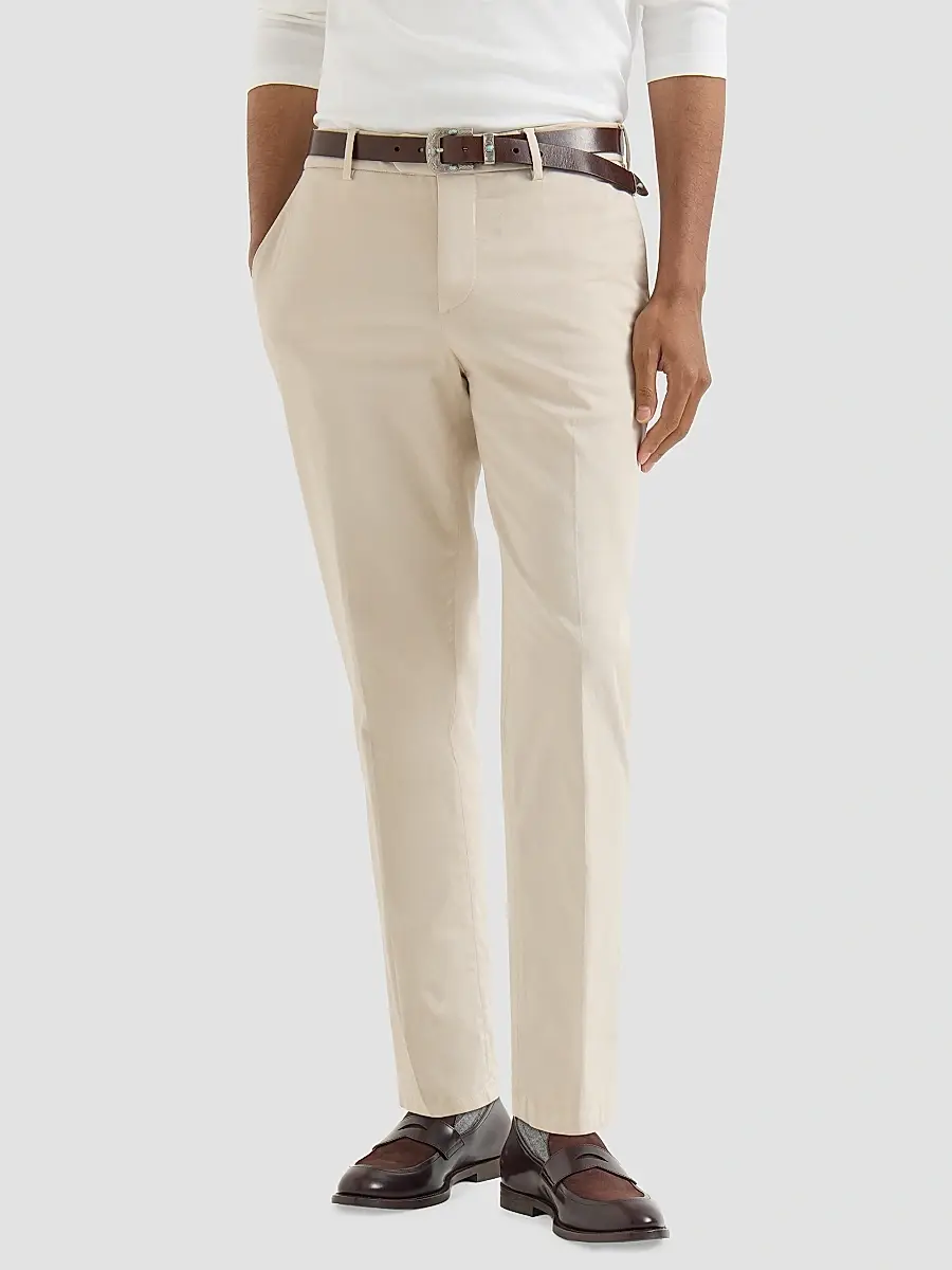 Brunello Cucinelli Men's Garment Dyed Italian Fit Trousers | Thumbnail 2 Brunello Cucinelli Men's Garment Dyed Italian Fit Trousers | Thumbnail 2