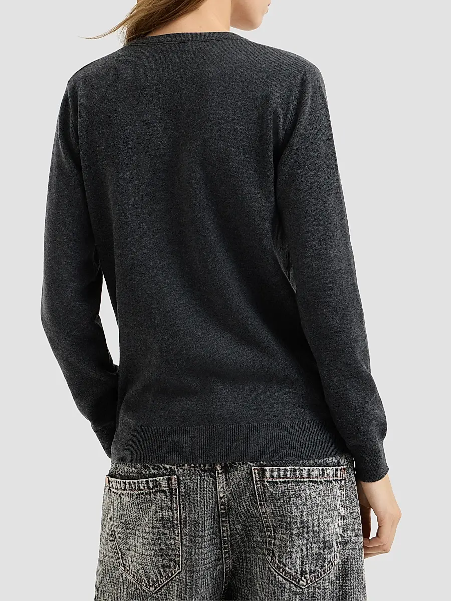 Brunello Cucinelli Women's Cashmere Sweater with Monili - Dark Grey | Thumbnail 3