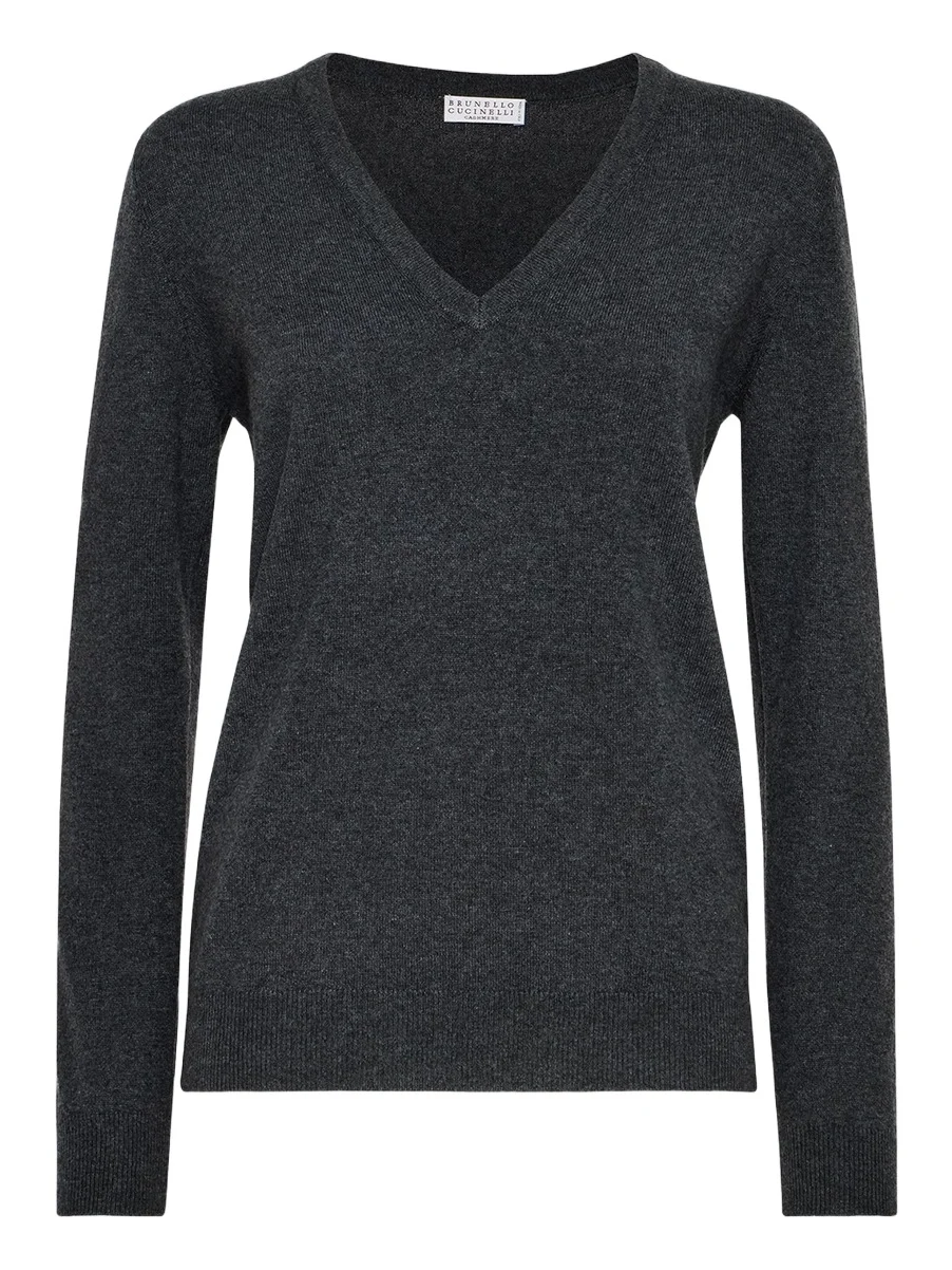 Women's Cashmere Sweater with Monili - Dark Grey