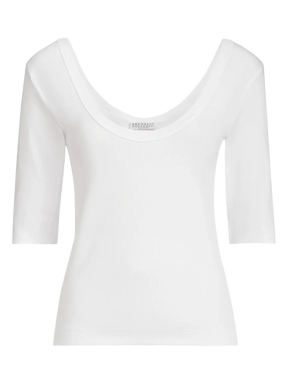 Women's Stretch Cotton Ribbed Jersey T-Shirt with Monili - White