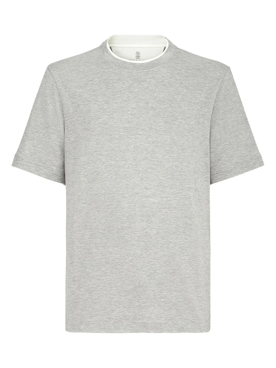 Men's Silk and Cotton Lightweight Jersey Crew-Neck T Shirt