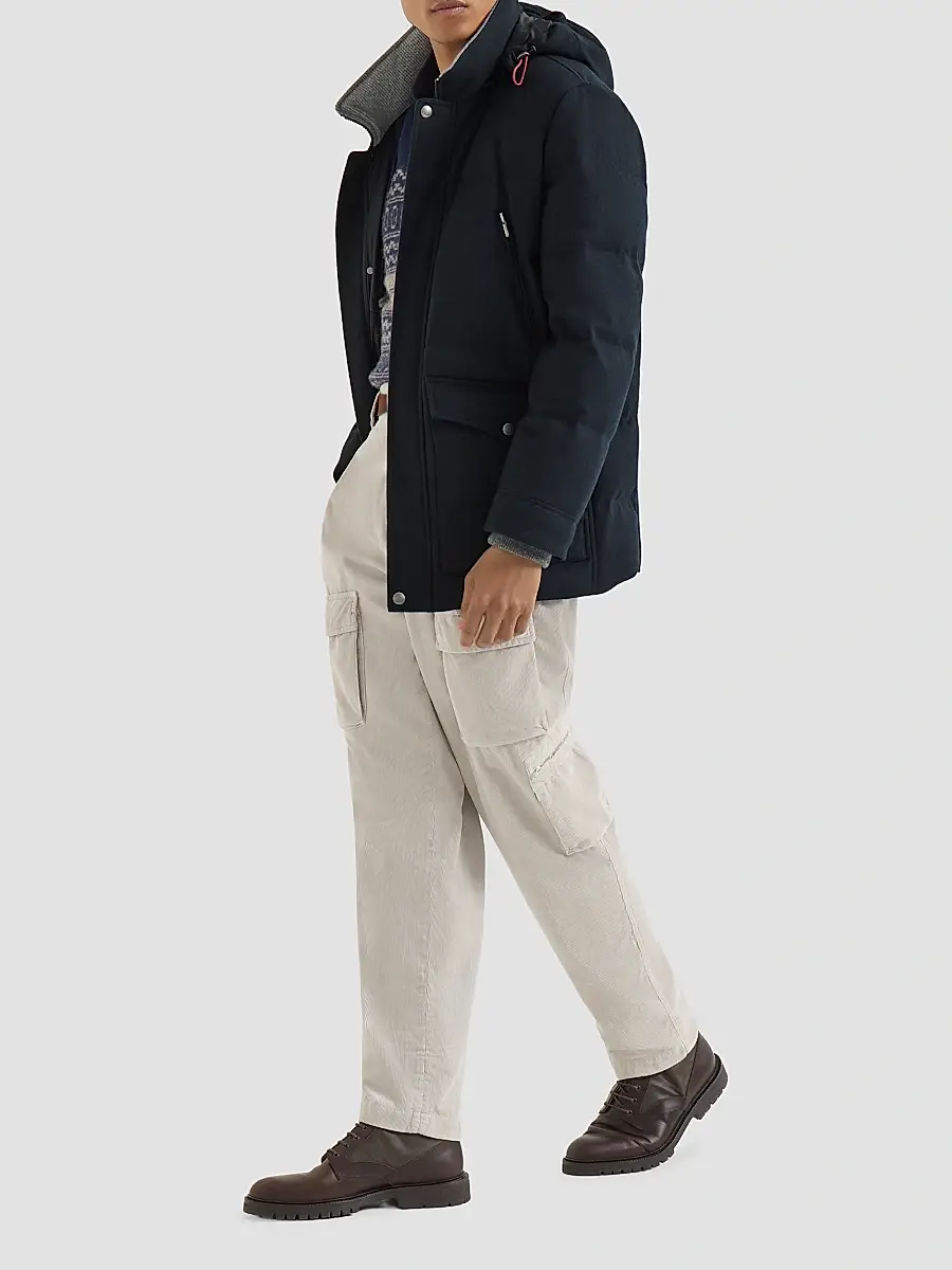 Brunello Cucinelli Men's Silk and Cotton Lightweight Jersey Shirt with Spead Collar - Blue | Thumbnail 4 Brunello Cucinelli Men's Silk and Cotton Lightweight Jersey Shirt with Spead Collar - Blue | Thumbnail 4