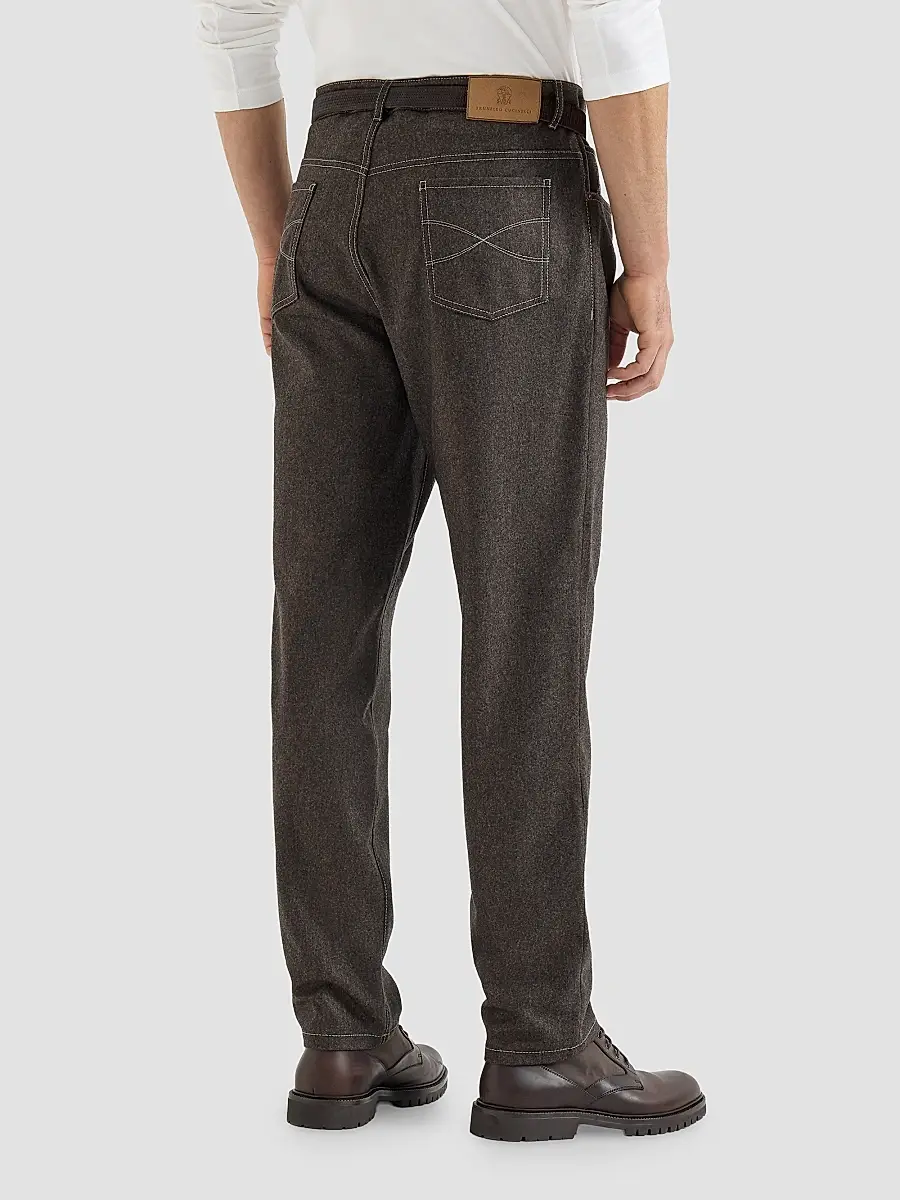 Brunello Cucinelli Men's Virgin Wool Flannel Five-Pocket Trousers | Thumbnail 3 Brunello Cucinelli Men's Virgin Wool Flannel Five-Pocket Trousers | Thumbnail 3