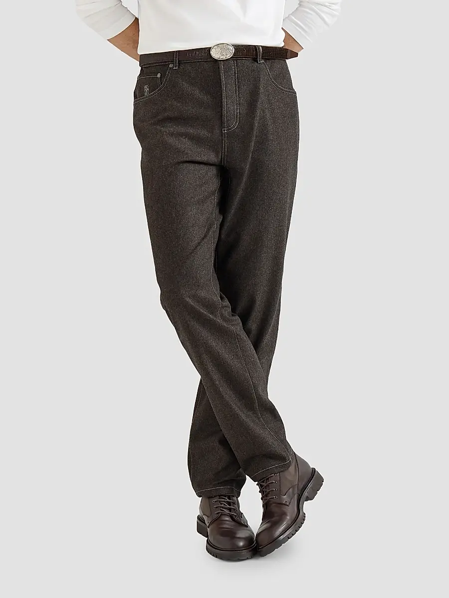 Brunello Cucinelli Men's Virgin Wool Flannel Five-Pocket Trousers | Thumbnail 4 Brunello Cucinelli Men's Virgin Wool Flannel Five-Pocket Trousers | Thumbnail 4