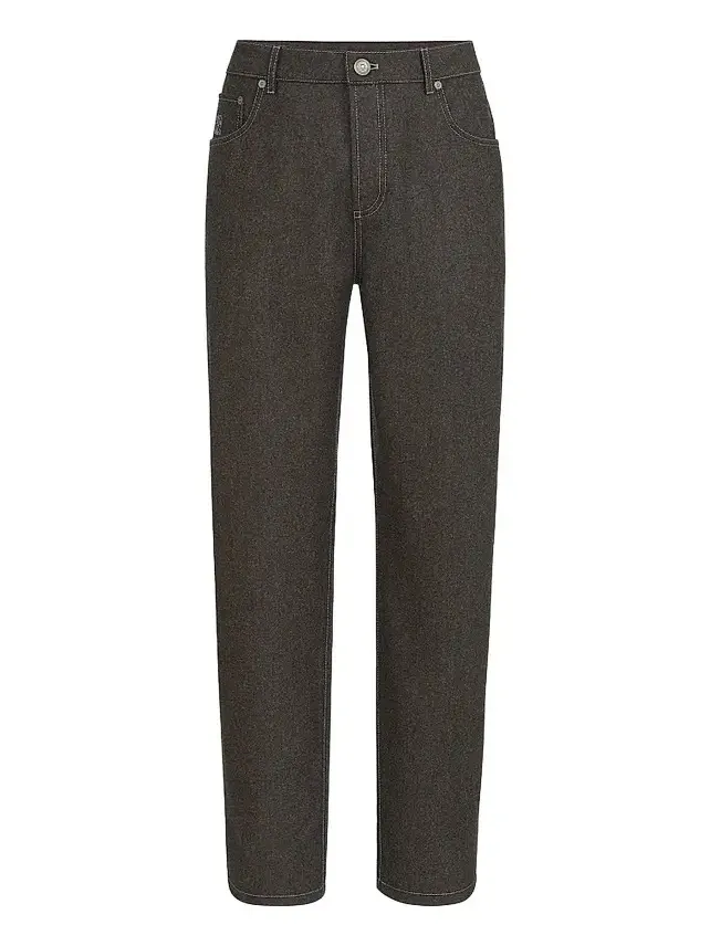 Men's Virgin Wool Flannel Five-Pocket Trousers