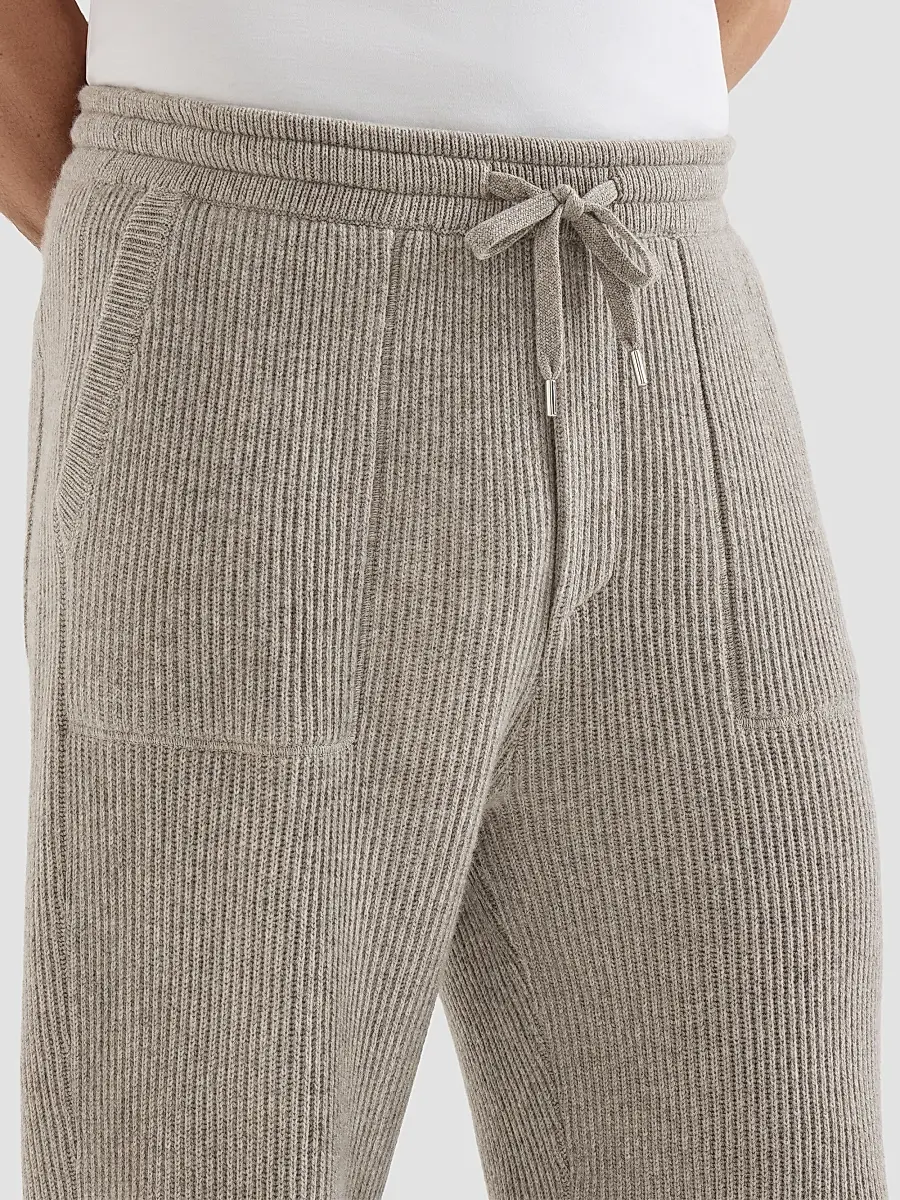Brunello Cucinelli Men's Cashmere English Rib Knit Joggers | Thumbnail 5
