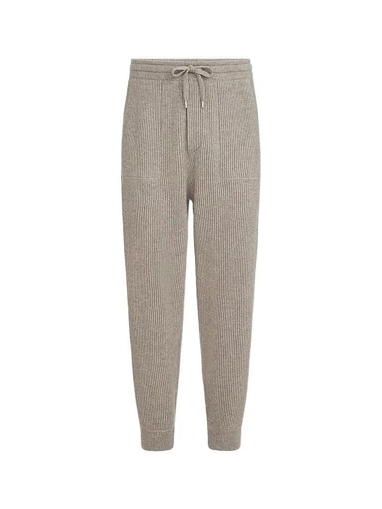 Brunello Cucinelli Men's Cashmere English Rib Knit Joggers - Stone Grey - Size XS | Image 1 Brunello Cucinelli Men's Cashmere English Rib Knit Joggers - Stone Grey - Size XS | Image 1