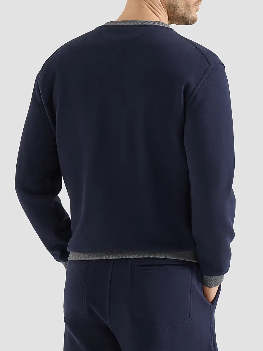 Brunello Cucinelli Men's Cotton French Terry Sweatshirt With Embroidery - Cobalt | Thumbnail 3