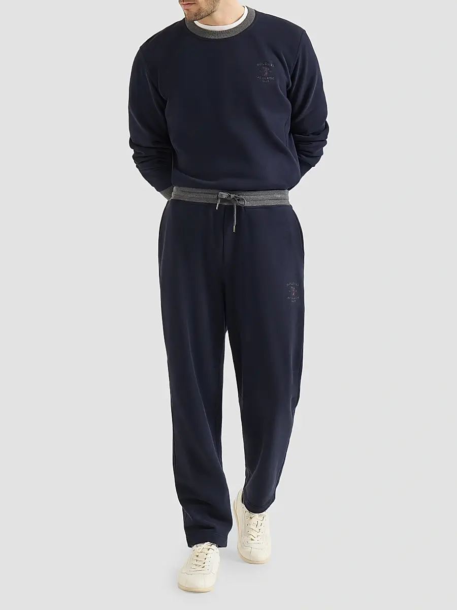Brunello Cucinelli Men's Cotton French Terry Sweatshirt With Embroidery - Cobalt | Thumbnail 6