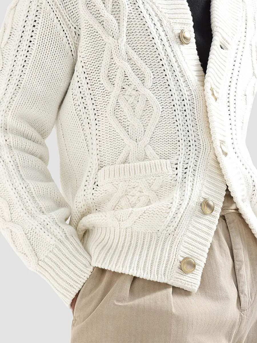 Brunello Cucinelli Men's Cashmere Feather Yarn Cable Knit Cardigan | Thumbnail 5 Brunello Cucinelli Men's Cashmere Feather Yarn Cable Knit Cardigan | Thumbnail 5