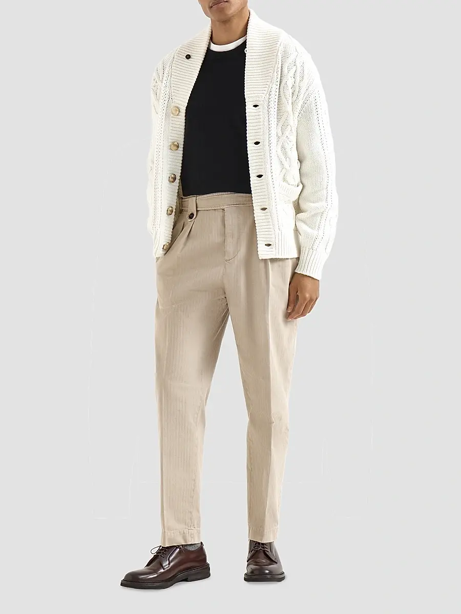 Brunello Cucinelli Men's Cashmere Feather Yarn Cable Knit Cardigan | Thumbnail 6 Brunello Cucinelli Men's Cashmere Feather Yarn Cable Knit Cardigan | Thumbnail 6