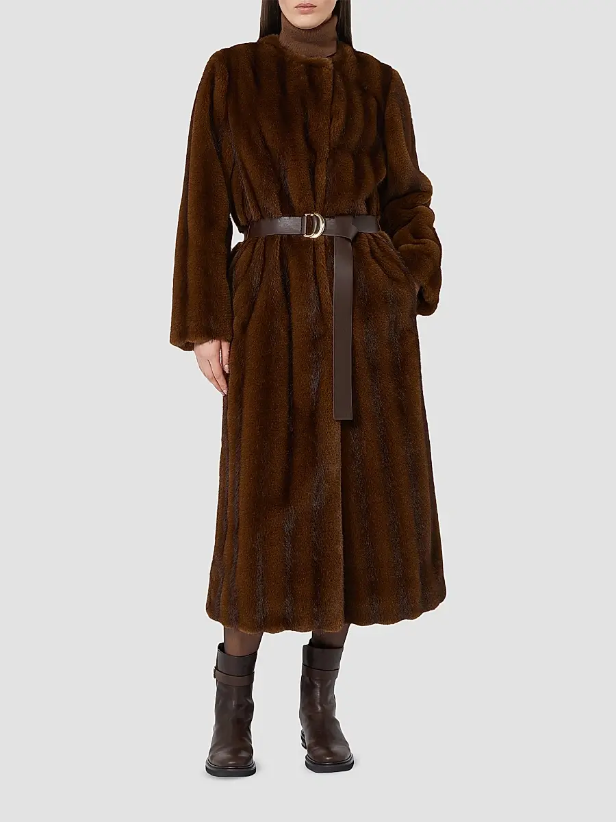 Max Mara Women's Fluffy Textured Long Coat | Thumbnail 2 Max Mara Women's Fluffy Textured Long Coat | Thumbnail 2