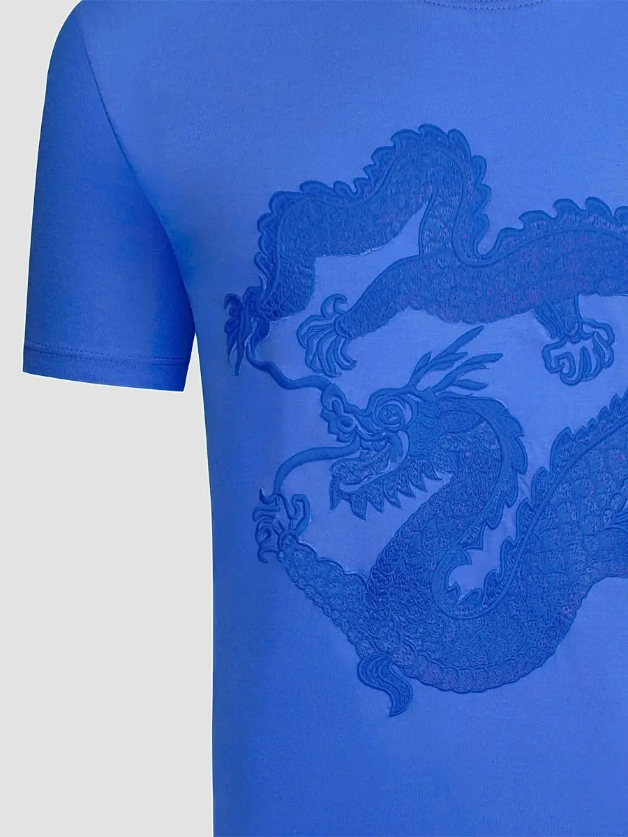 Stefano Ricci Men's Dragon Embroidered Design T-Shirt | Thumbnail 2