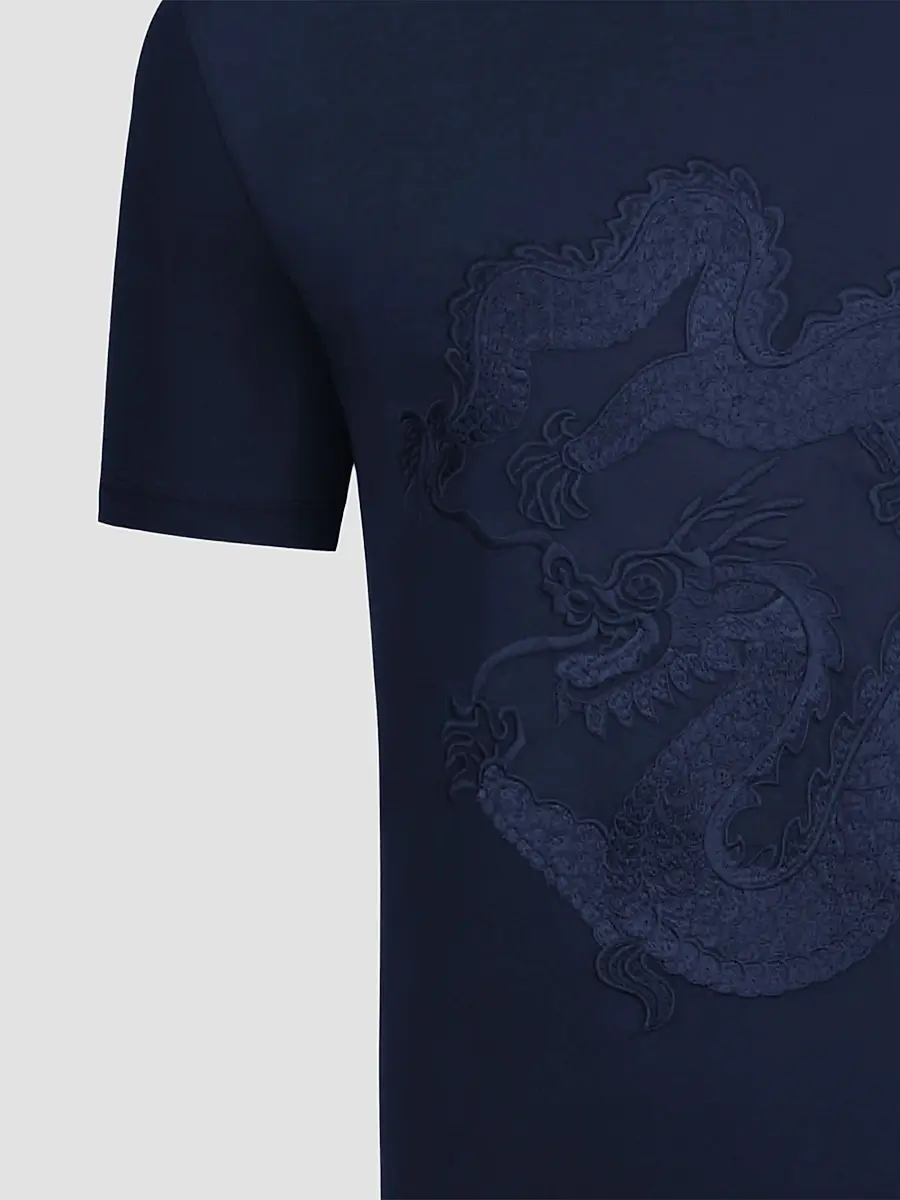 Stefano Ricci Men's Dragon Embroidered Design T-Shirt | Thumbnail 2 Stefano Ricci Men's Dragon Embroidered Design T-Shirt | Thumbnail 2