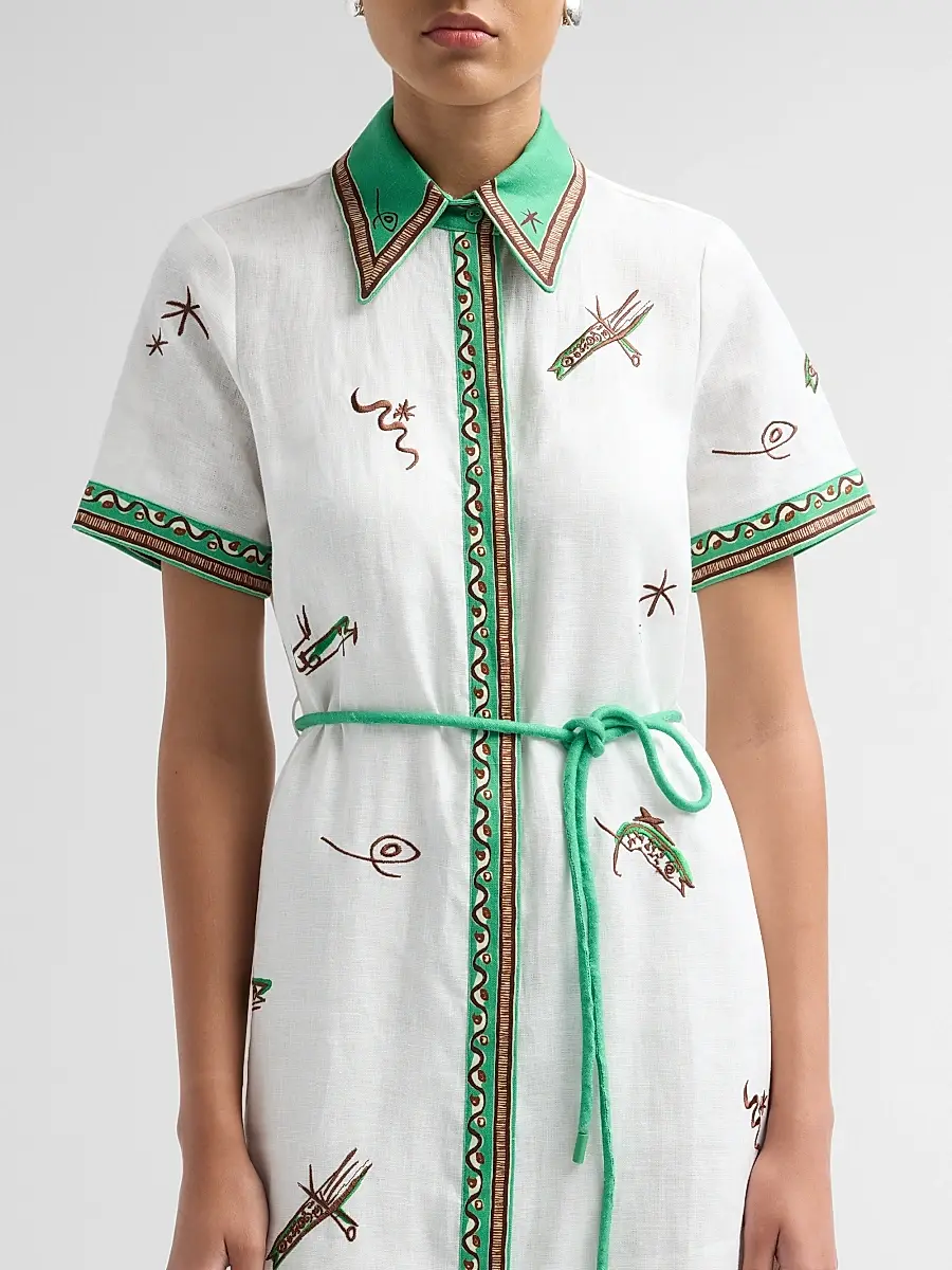 ALÉMAIS Women's Wanda Embroidered Linen Midi Shirtdress | Thumbnail 5 ALÉMAIS Women's Wanda Embroidered Linen Midi Shirtdress | Thumbnail 5