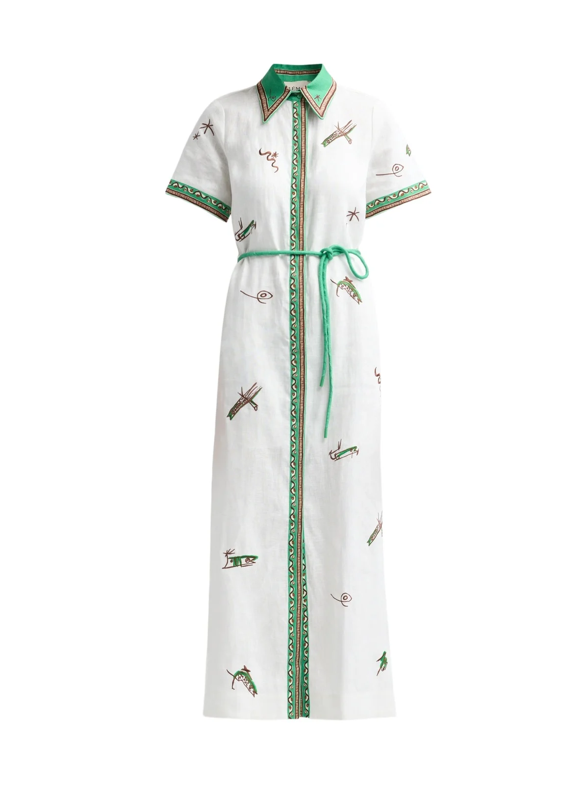 Women's Wanda Embroidered Linen Midi Shirtdress