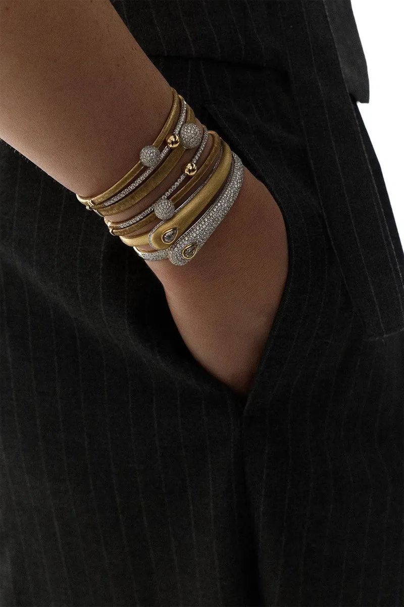 Rainbow K Diamond Pear Prestige Brush Bangle Bracelet | Thumbnail 2