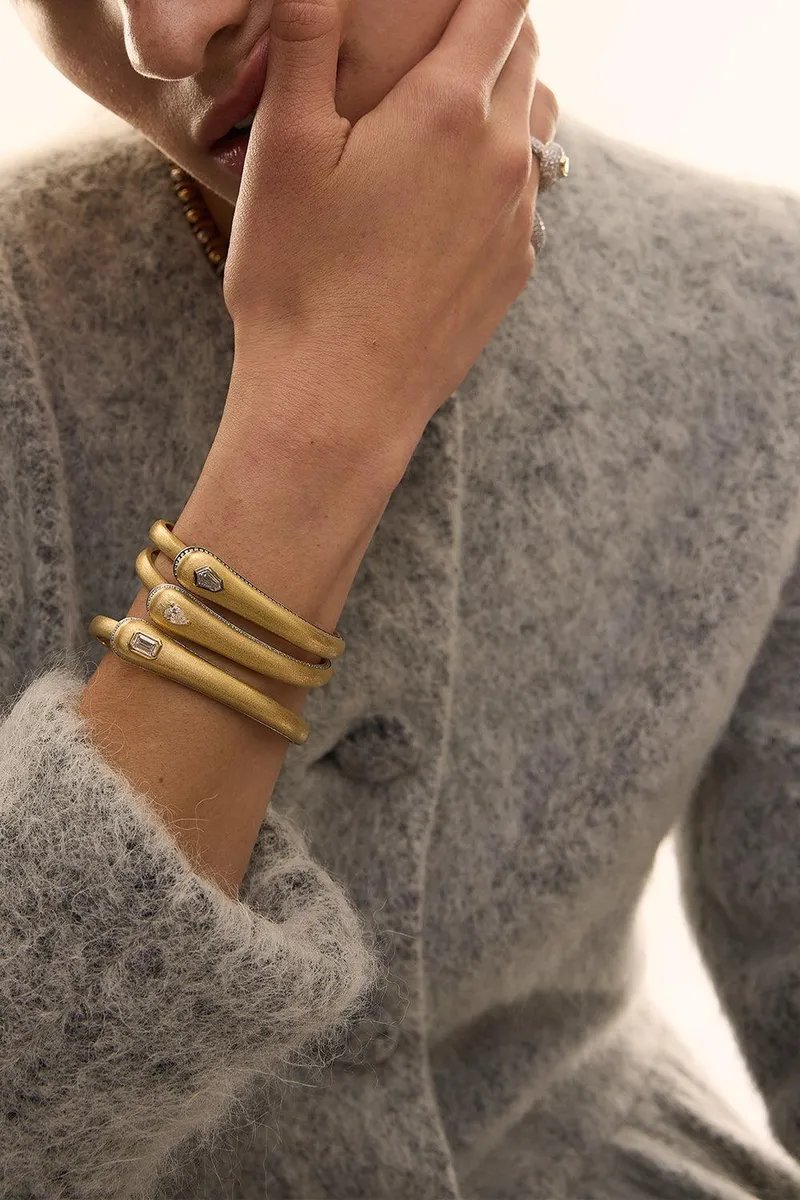 Rainbow K Diamond Pear Prestige Brush Bangle Bracelet | Thumbnail 3
