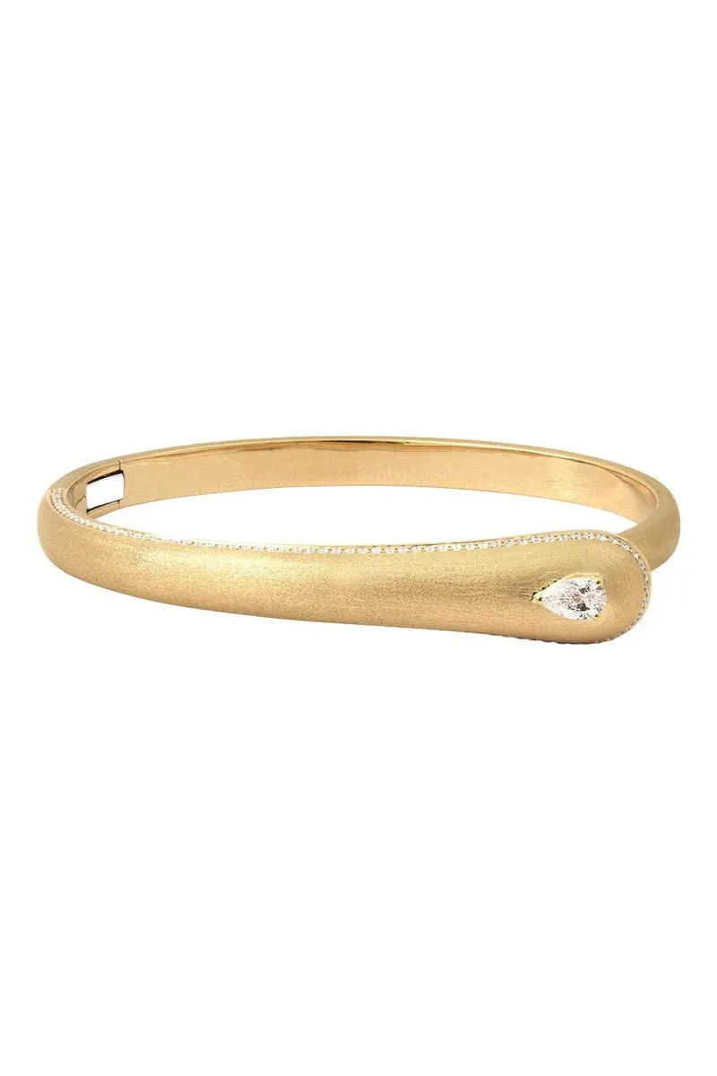 Rainbow K Diamond Pear Prestige Brush Bangle Bracelet | Thumbnail 5