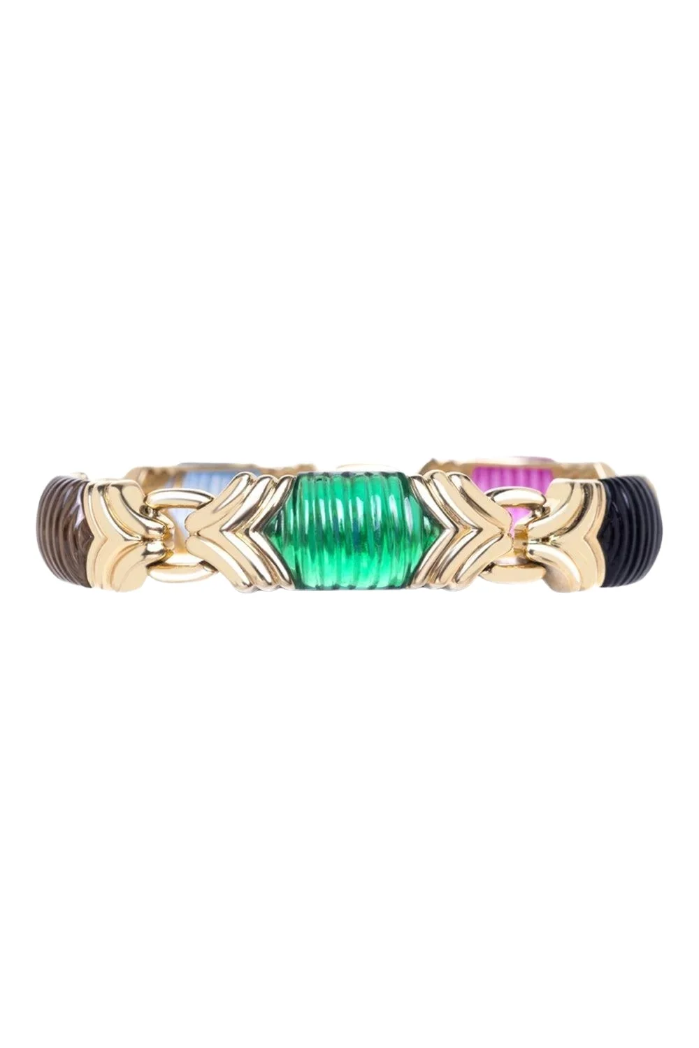Rainbow K Onyx Emerald Tourmaline Cleopatra Bangle Bracelet