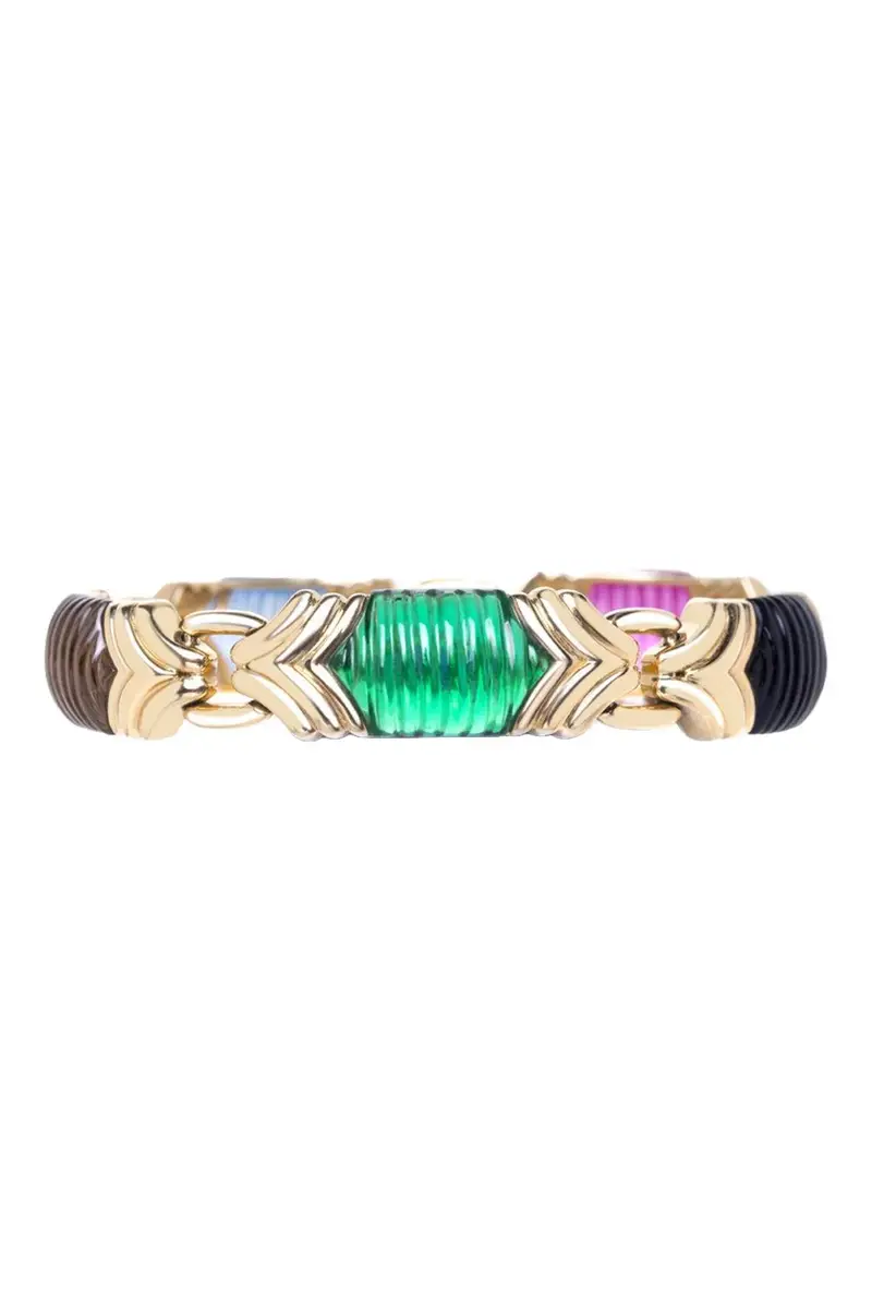 Rainbow K Onyx Emerald Tourmaline Cleopatra Bangle Bracelet | Image 1 Rainbow K Onyx Emerald Tourmaline Cleopatra Bangle Bracelet | Image 1