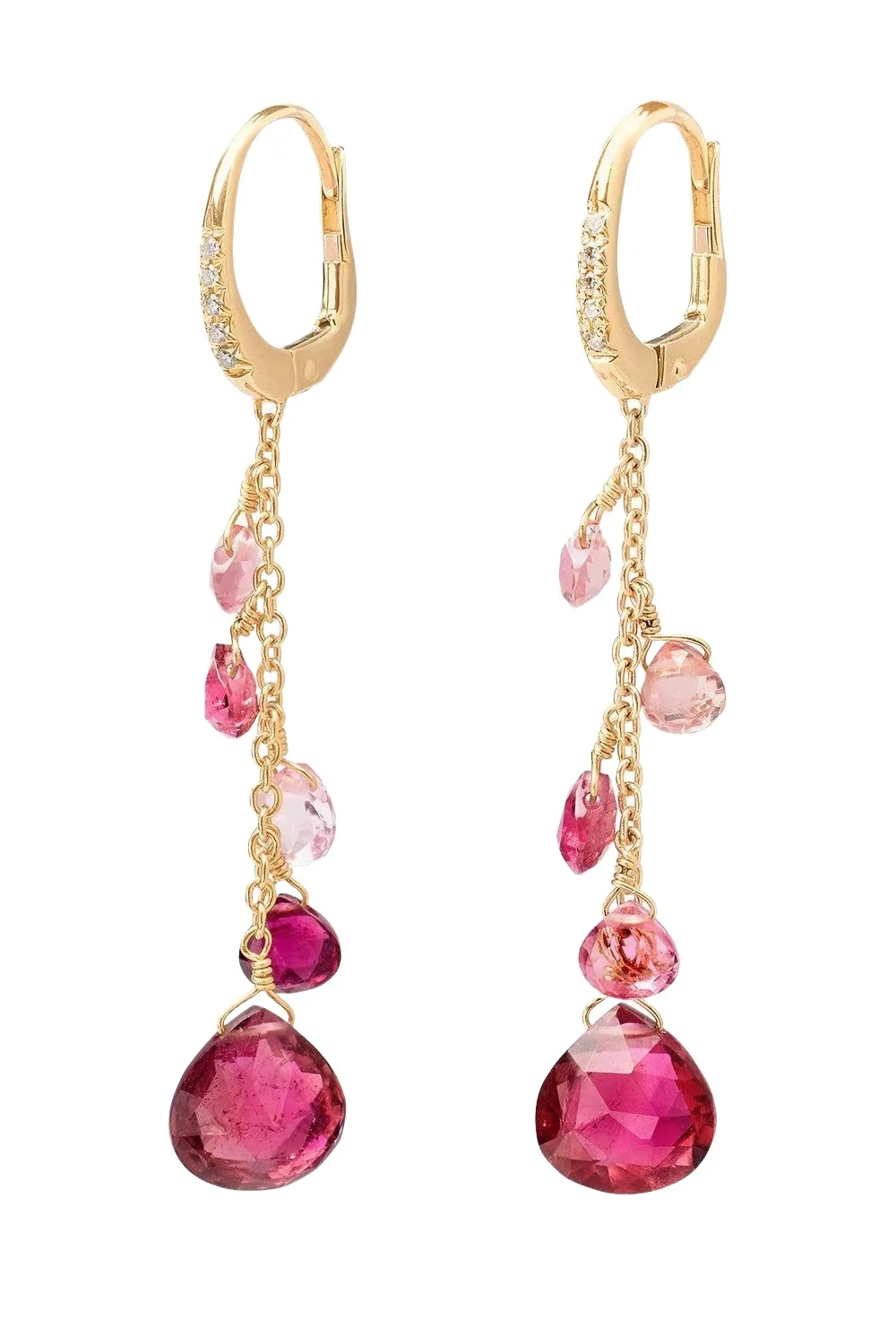 Pink Tourmaline Diamond Paradise Drop Earrings Pink Tourmaline Diamond Paradise Drop Earrings