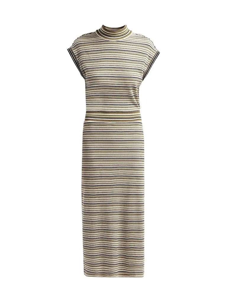 Ramy Brook Women's Natalie Striped Midi Dress - Bone Stripe | Image 1 Ramy Brook Women's Natalie Striped Midi Dress - Bone Stripe | Image 1