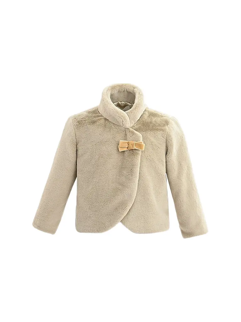Tulleen Baby Girl's Plush Asymmetrical Coat - Khaki 24 Months | Image 1 Tulleen Baby Girl's Plush Asymmetrical Coat - Khaki 24 Months | Image 1
