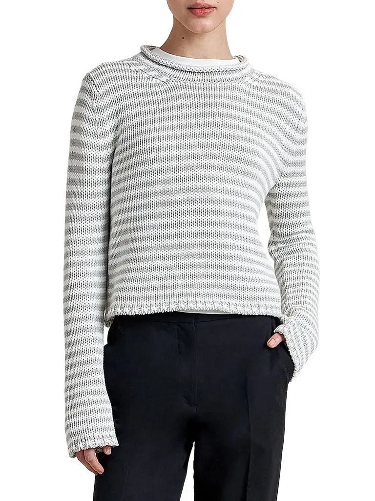 La Ligne Women's Fine Stripe Mini Marina Sweater - Grey | Image 1 La Ligne Women's Fine Stripe Mini Marina Sweater - Grey | Image 1