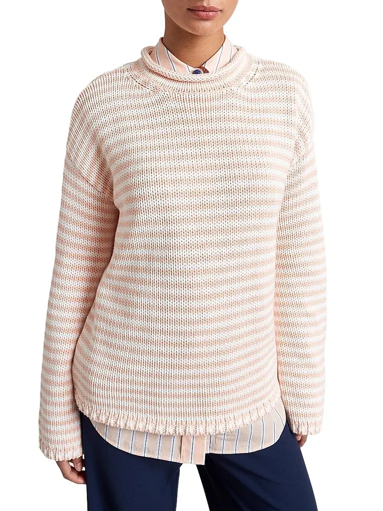 La Ligne Women's Marina Fine Stripe Sweater - Seashell | Image 1 La Ligne Women's Marina Fine Stripe Sweater - Seashell | Image 1