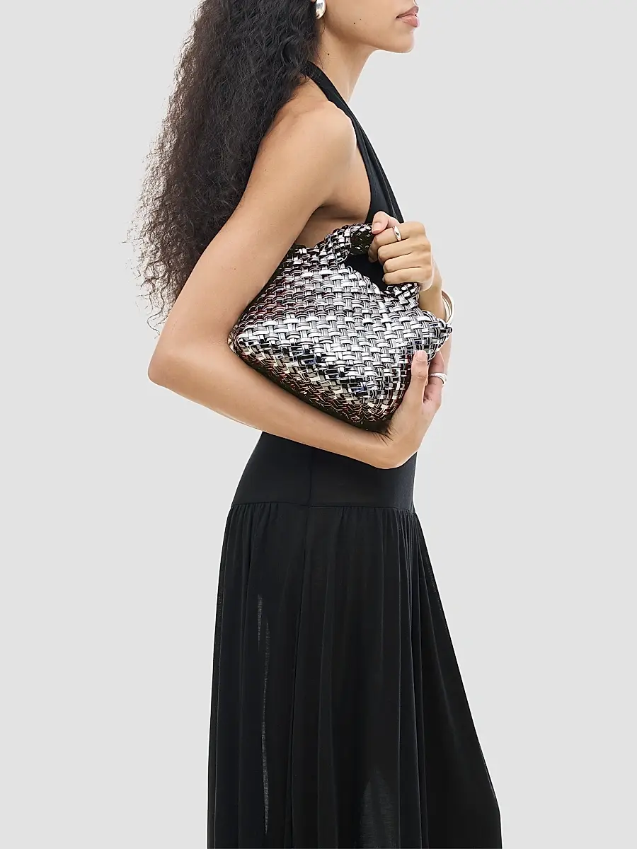 Naghedi Women's St. Barths Petit Double Weave Metallic Top Handle Bag | Thumbnail 3 Naghedi Women's St. Barths Petit Double Weave Metallic Top Handle Bag | Thumbnail 3