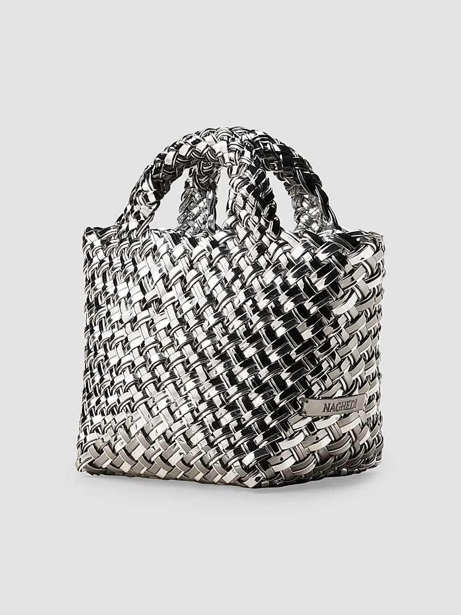 Naghedi Women's St. Barths Petit Double Weave Metallic Top Handle Bag | Thumbnail 4 Naghedi Women's St. Barths Petit Double Weave Metallic Top Handle Bag | Thumbnail 4