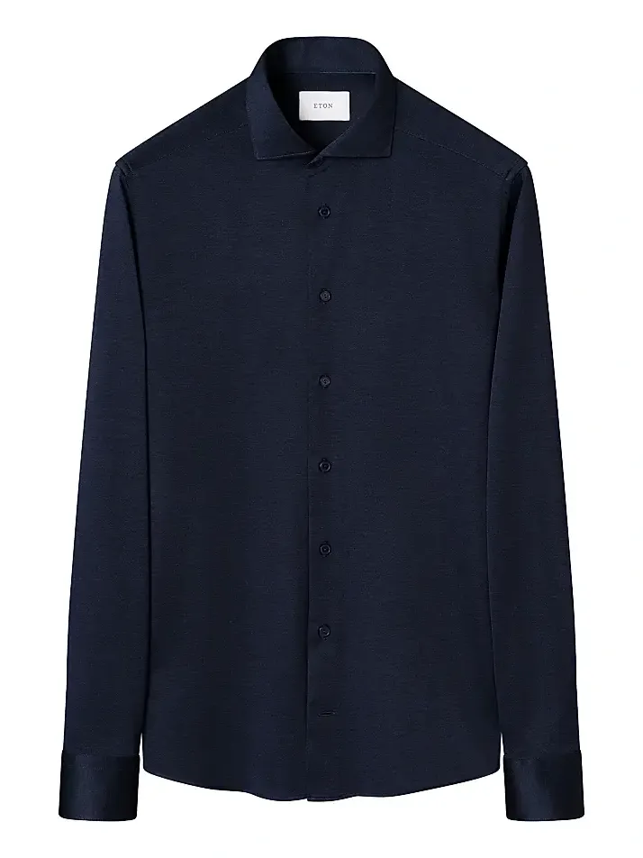 Men's Slim-Fit Filo di Scozia Cotton Shirt Men's Slim-Fit Filo di Scozia Cotton Shirt