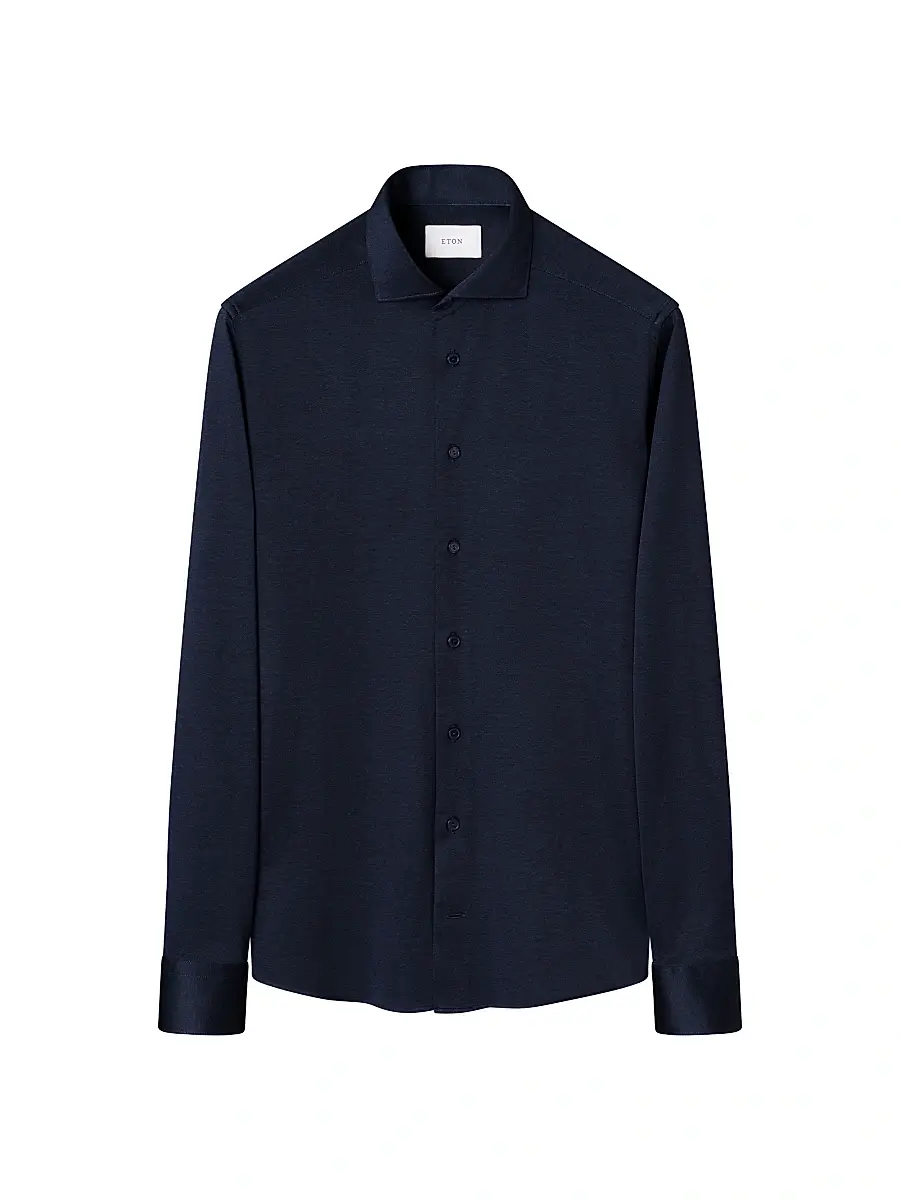 Eton Men's Slim-Fit Filo di Scozia Cotton Shirt | Image 1 Eton Men's Slim-Fit Filo di Scozia Cotton Shirt | Image 1