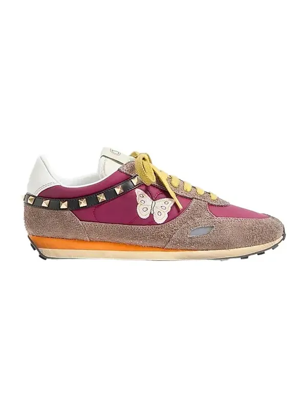 Men's Stud Up Sneakers in Split Leather and Nylon with Butterfly Embroidery - Insolent Multicolour Men's Stud Up Sneakers in Split Leather and Nylon with Butterfly Embroidery - Insolent Multicolour