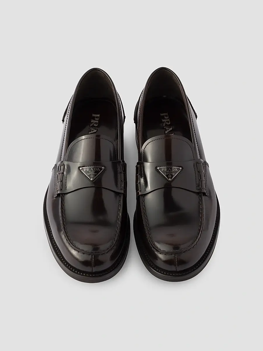 Prada Men's Men's Brushed Leather Loafers | Thumbnail 2 Prada Men's Men's Brushed Leather Loafers | Thumbnail 2