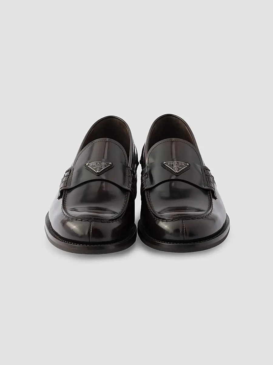 Prada Men's Men's Brushed Leather Loafers | Thumbnail 4 Prada Men's Men's Brushed Leather Loafers | Thumbnail 4