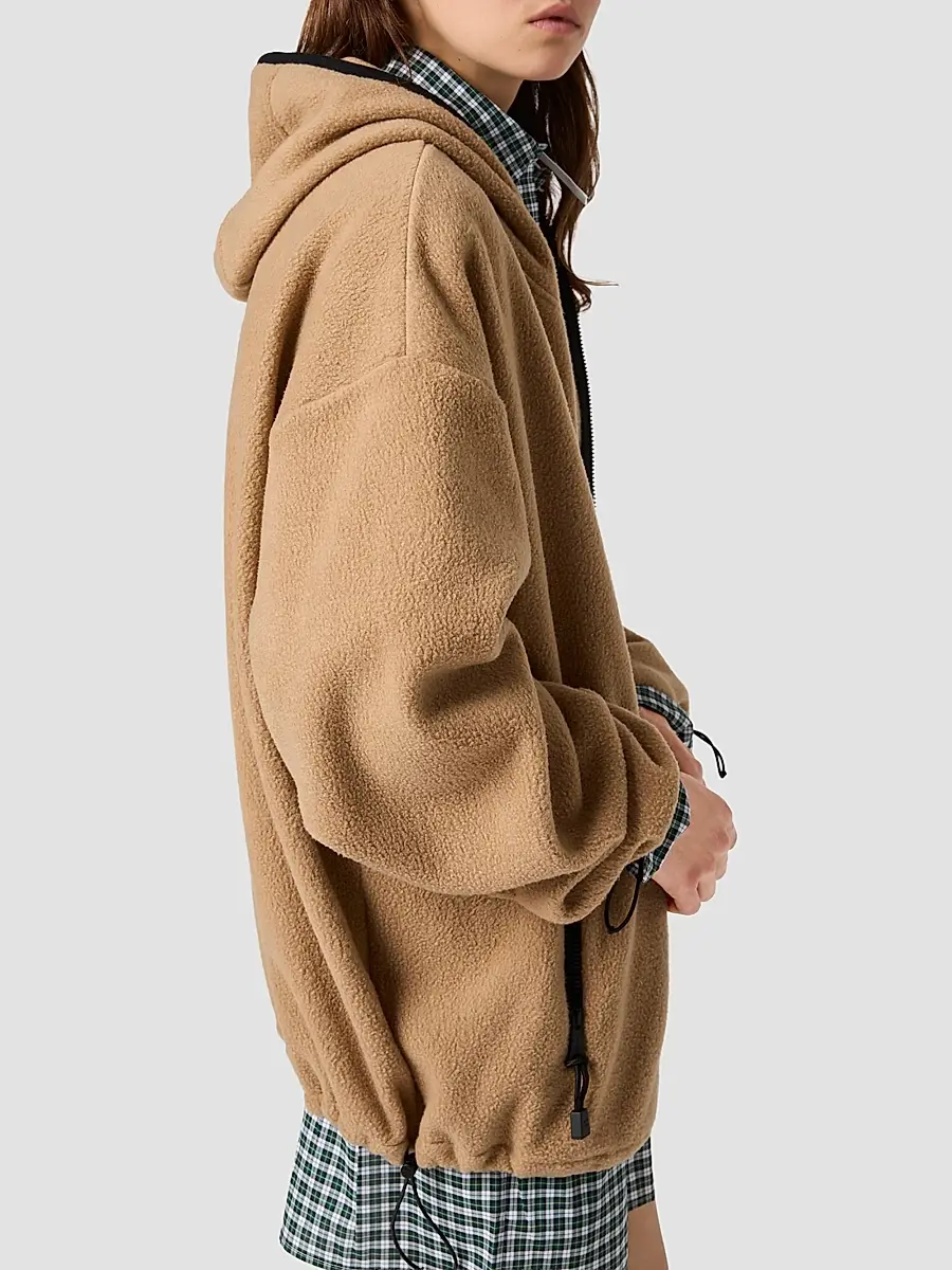 Miu Miu Women's Cotton Fleece Zipper Hoodie | Thumbnail 3