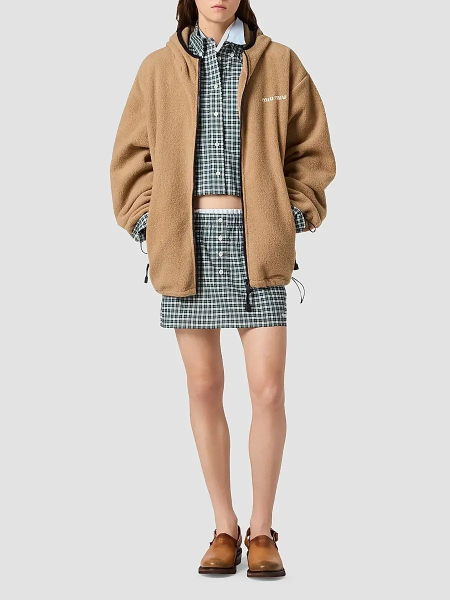 Miu Miu Women's Cotton Fleece Zipper Hoodie | Thumbnail 6