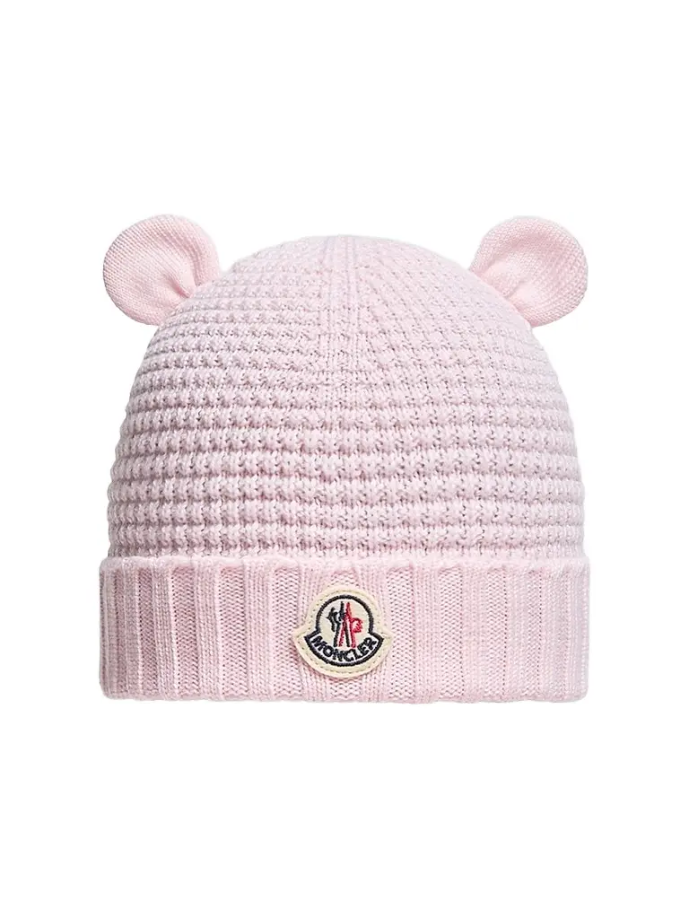 Moncler Baby's Beanie in Wool - Light Pink | Image 1 Moncler Baby's Beanie in Wool - Light Pink | Image 1